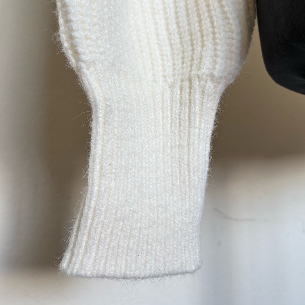 Cider Woman’s Small White Ribbed Cropped Knit Zip Up Collard Sweater - Picture 11 of 14
